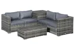 Outsunny Rattan Corner Sofa Set | Grey Outsunny Rattan Corner Sofa Set | Grey