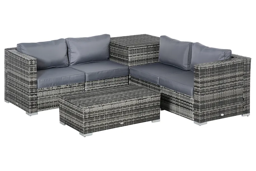 Outsunny Rattan Corner Sofa Set | Grey Outsunny Rattan Corner Sofa Set | Grey
