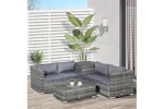 Outsunny Rattan Corner Sofa Set | Grey Outsunny Rattan Corner Sofa Set | Grey
