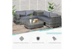Outsunny Rattan Corner Sofa Set | Grey Outsunny Rattan Corner Sofa Set | Grey