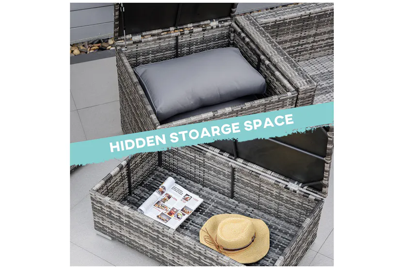 Outsunny Rattan Corner Sofa Set | Grey Outsunny Rattan Corner Sofa Set | Grey