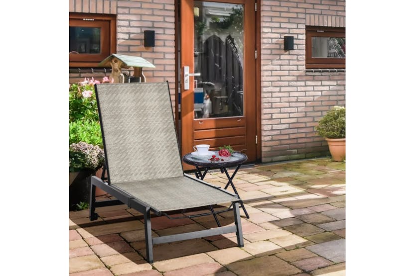 Outsunny Outdoor PE Rattan Sun Lounger | Black/Grey Outsunny Outdoor PE Rattan Sun Lounger | Black/Grey