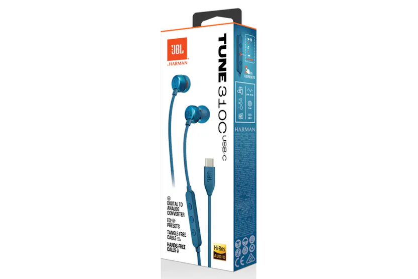 JBL Tune 310C USB-C In-Ear Earphones | Blue JBL Tune 310C USB-C In-Ear Earphones | Blue
