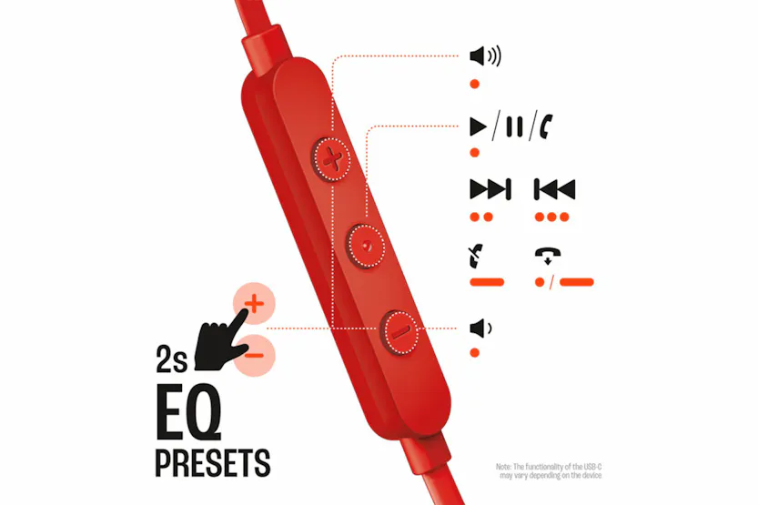 JBL Tune 310C USB-C In-Ear Earphones | Red JBL Tune 310C USB-C In-Ear Earphones | Red