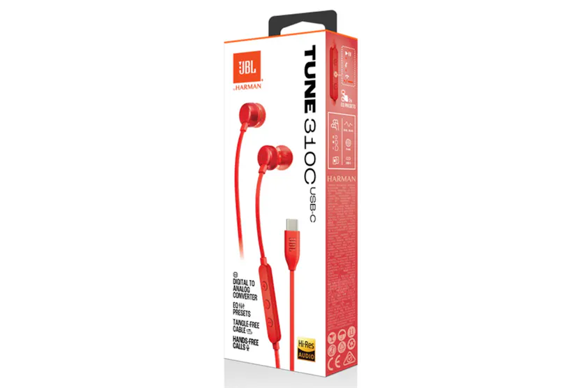 JBL Tune 310C USB-C In-Ear Earphones | Red JBL Tune 310C USB-C In-Ear Earphones | Red