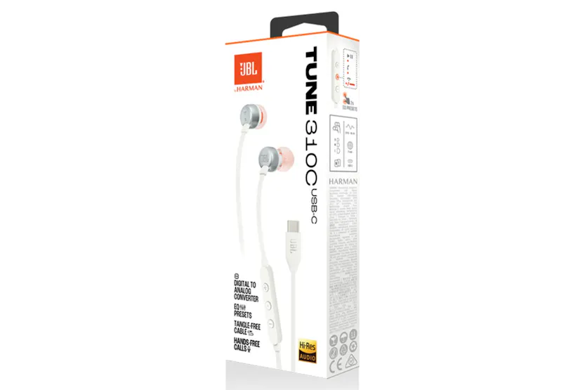 JBL Tune 310C USB-C In-Ear Earphones | White JBL Tune 310C USB-C In-Ear Earphones | White