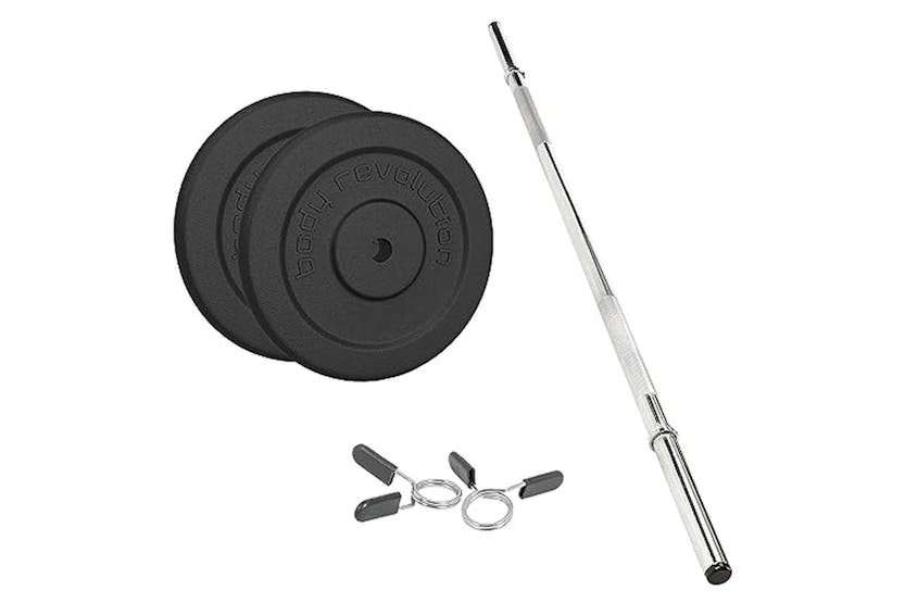 Monstershop 1.2m 1" Barbell and Cast Iron Weight Plate Set | Black Monstershop 1.2m 1" Barbell and Cast Iron Weight Plate Set | Black