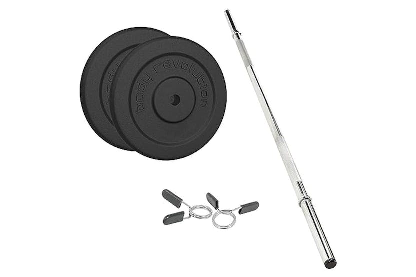 Monstershop 1.2m 1" Barbell and Cast Iron Weight Plate Set | Black Monstershop 1.2m 1" Barbell and Cast Iron Weight Plate Set | Black