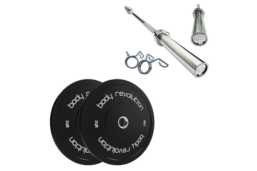 Monstershop 7ft Olympic Weightlifting Bar & Bumper Weight Plate Sets Monstershop 7ft Olympic Weightlifting Bar & Bumper Weight Plate Sets