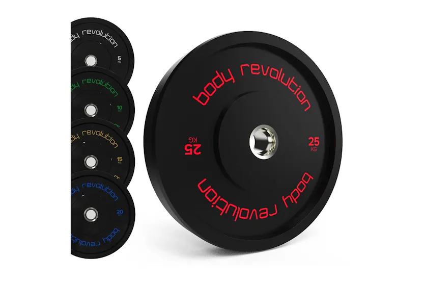 Body Revolution Olympic Bumper Plates Black 30kg Set 2x5kg 2x10kg Body Revolution Olympic Bumper Plates Black 30kg Set 2x5kg 2x10kg