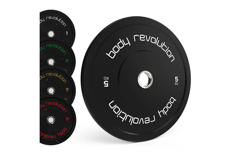 Body Revolution Olympic Bumper Plates Black 30kg Set 2x5kg 2x10kg Body Revolution Olympic Bumper Plates Black 30kg Set 2x5kg 2x10kg