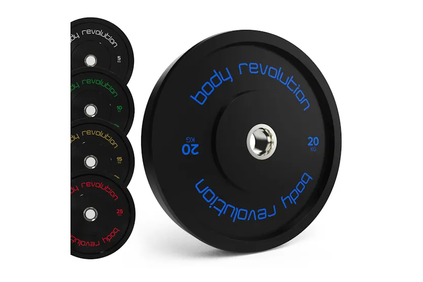 Body Revolution Olympic Bumper Plates Black 30kg Set 2x5kg 2x10kg Body Revolution Olympic Bumper Plates Black 30kg Set 2x5kg 2x10kg