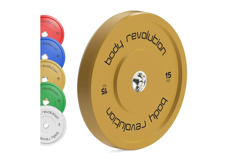 Body Revolution Olympic Bumper Plates Colour 30kg Set 2x5kg 2x10kg Body Revolution Olympic Bumper Plates Colour 30kg Set 2x5kg 2x10kg