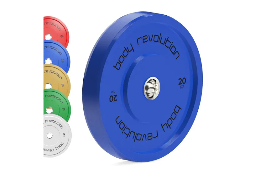 Body Revolution Olympic Bumper Plates Colour 30kg Set 2x5kg 2x10kg Body Revolution Olympic Bumper Plates Colour 30kg Set 2x5kg 2x10kg