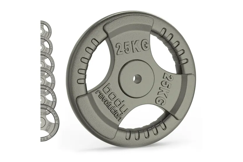 Cast Iron Weight Plates 1" Standard Tri Grip Pairs 2 X 25kg Cast Iron Weight Plates 1" Standard Tri Grip Pairs 2 X 25kg