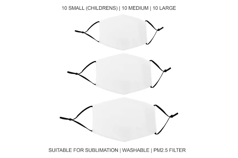 Monstershop 27690 - Face Masks Sublimation Blanks Bundle / 3 Monstershop 27690 - Face Masks Sublimation Blanks Bundle / 3