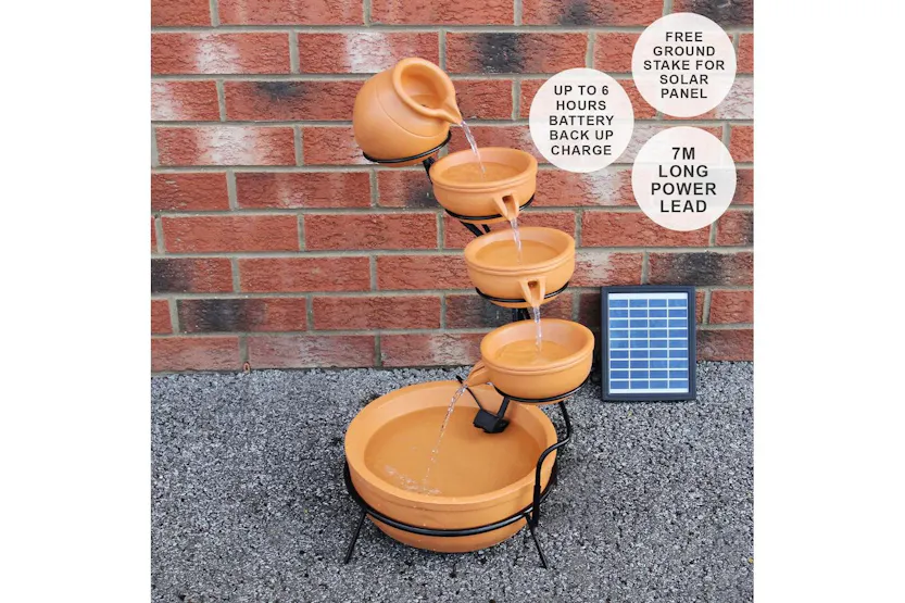 Monstershop 27603 - Terracotta 4 Tier Spilling Bowls Water F Monstershop 27603 - Terracotta 4 Tier Spilling Bowls Water F