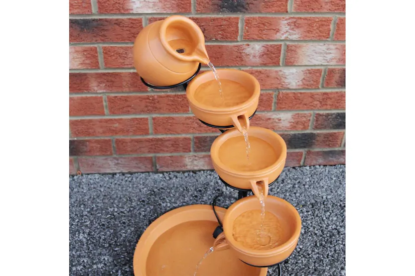 Monstershop 27603 - Terracotta 4 Tier Spilling Bowls Water F Monstershop 27603 - Terracotta 4 Tier Spilling Bowls Water F