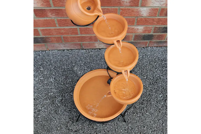 Monstershop 27603 - Terracotta 4 Tier Spilling Bowls Water F Monstershop 27603 - Terracotta 4 Tier Spilling Bowls Water F