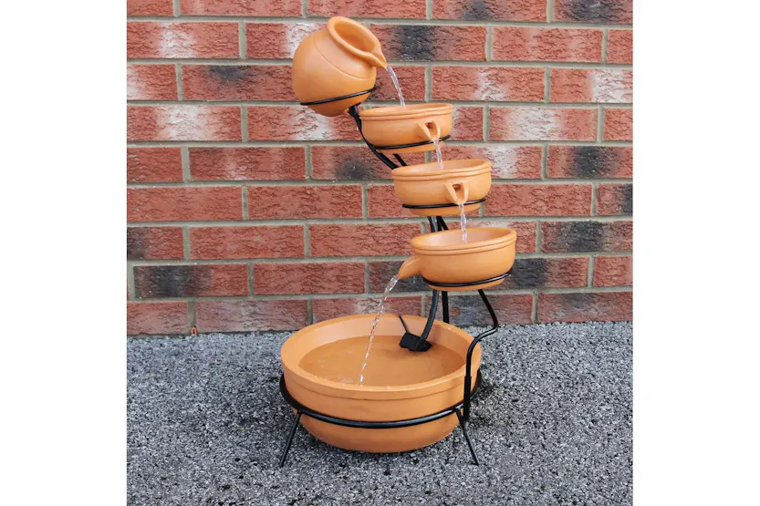 Monstershop 27603 - Terracotta 4 Tier Spilling Bowls Water F Monstershop 27603 - Terracotta 4 Tier Spilling Bowls Water F