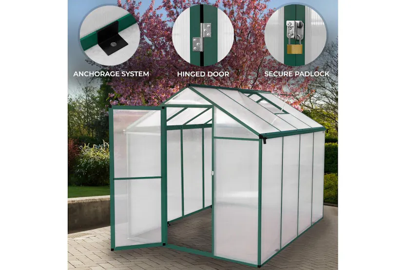 Monstershop 210615 - Polycarbonate Greenhouse 6ft X 8ft Monstershop 210615 - Polycarbonate Greenhouse 6ft X 8ft