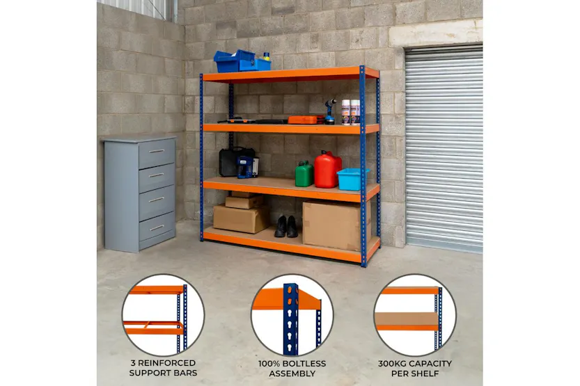 Monstershop 213160 - S-rax 4 Shelf Racking - 180cm X 180cm X Monstershop 213160 - S-rax 4 Shelf Racking - 180cm X 180cm X