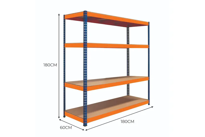 Monstershop 213160 - S-rax 4 Shelf Racking - 180cm X 180cm X Monstershop 213160 - S-rax 4 Shelf Racking - 180cm X 180cm X