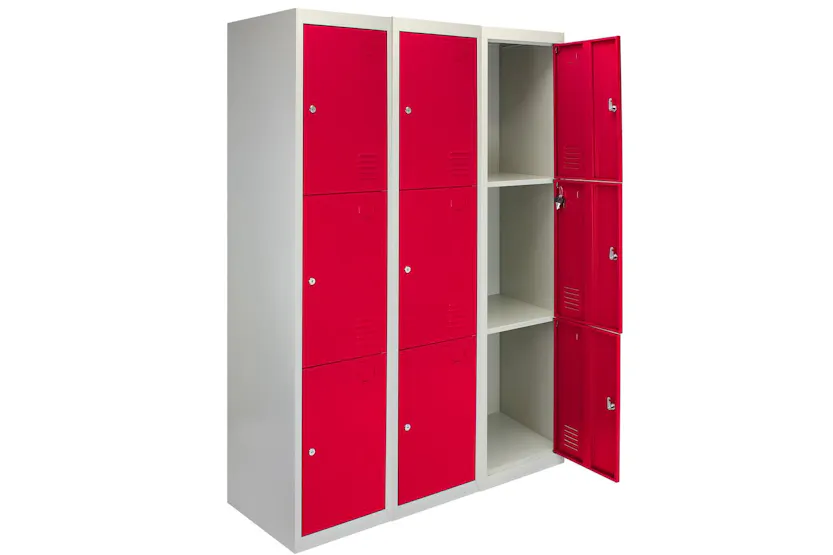 Monstershop 3 x Metal Storage Locker | Red Monstershop 3 x Metal Storage Locker | Red