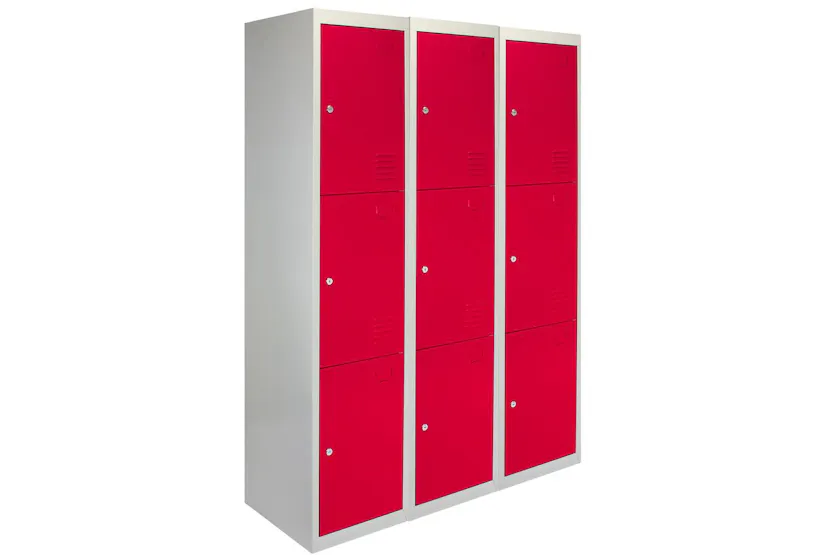 Monstershop 3 x Metal Storage Locker | Red Monstershop 3 x Metal Storage Locker | Red