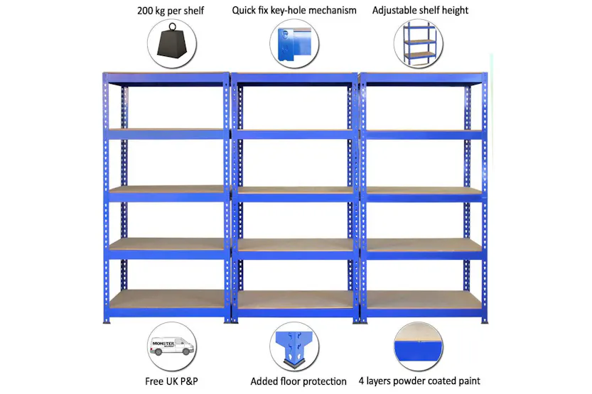 Monstershop 3 x Q-Rax Racking Units | Blue Monstershop 3 x Q-Rax Racking Units | Blue
