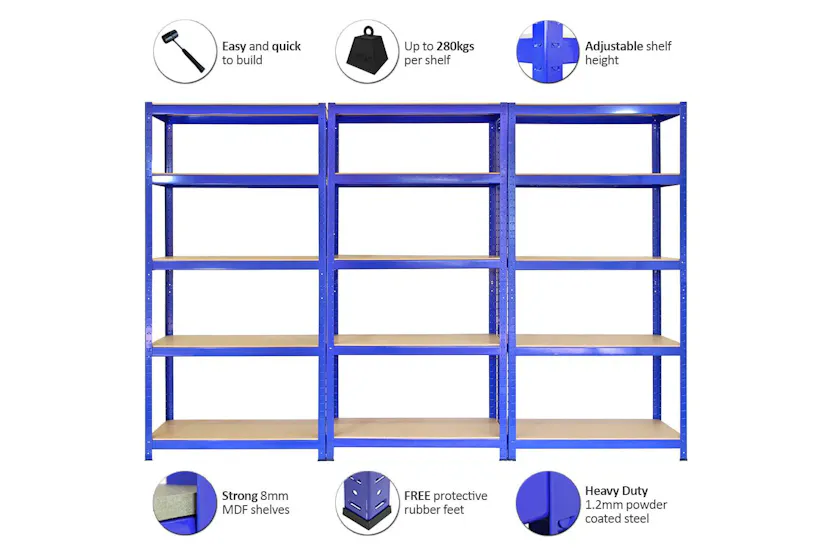Monstershop 3 x T-Rax Racking & Bay Connectors | Blue Monstershop 3 x T-Rax Racking & Bay Connectors | Blue