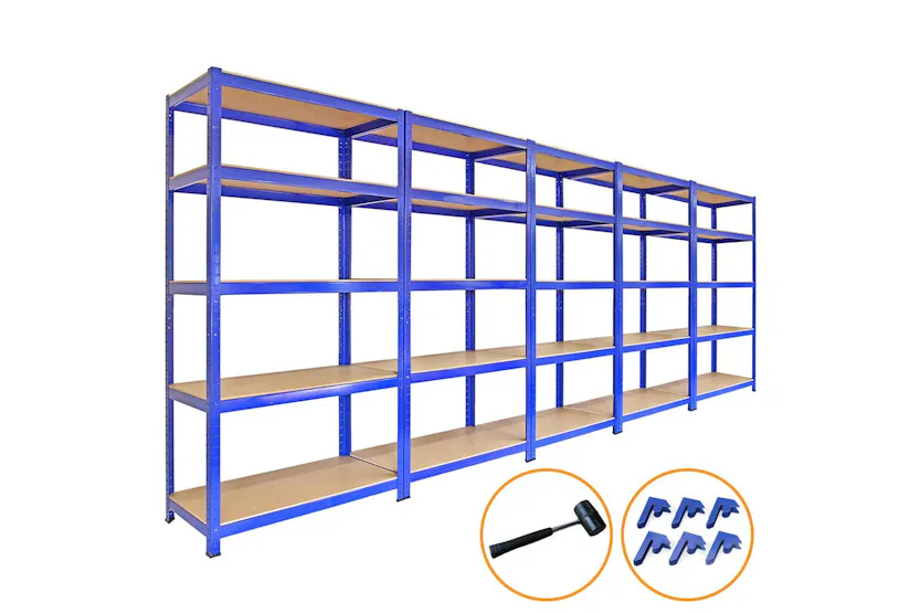 Monstershop 5 x 90cm Storage Racks | Blue Monstershop 5 x 90cm Storage Racks | Blue