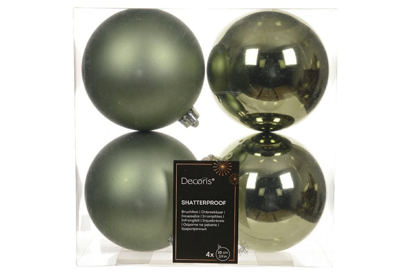 Christmas Decoration | Kaemingk Shatterproof Baubles | Green | 10cm | Pack of 4 Christmas Decoration | Kaemingk Shatterproof Baubles | Green | 10cm | Pack of 4