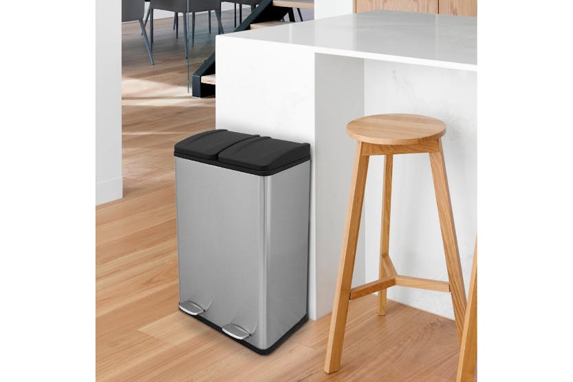 Monstershop 60L Dual Pedal Bin | Stainless Steel Monstershop 60L Dual Pedal Bin | Stainless Steel