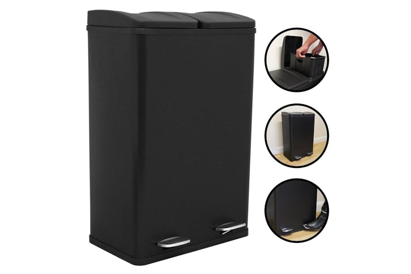 Monstershop 60L Dual Pedal Bin | Black Monstershop 60L Dual Pedal Bin | Black