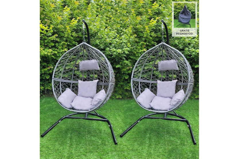 Monstershop Rattan Egg Chair with Rain Cover | 2 Pieces | Grey Monstershop Rattan Egg Chair with Rain Cover | 2 Pieces | Grey