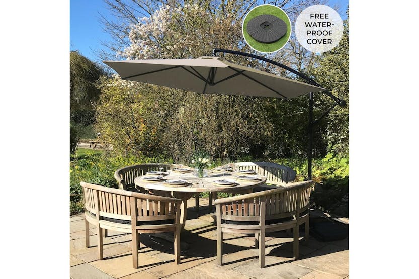 Monstershop Cantilever Parasol and Fan Base | Beige Monstershop Cantilever Parasol and Fan Base | Beige