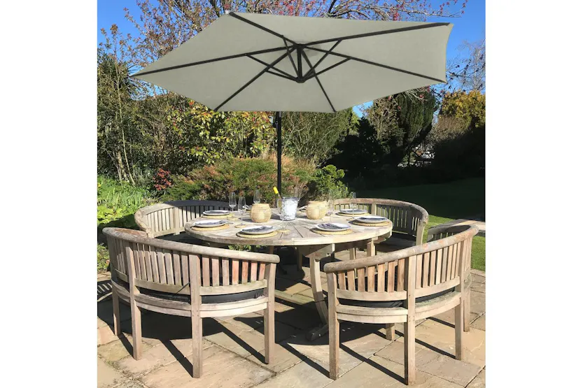 Monstershop Cantilever Parasol & Square Base | Cream Monstershop Cantilever Parasol & Square Base | Cream