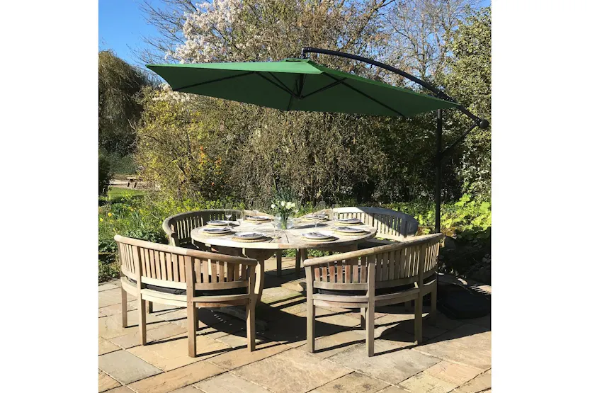 Monstershop Cantilever Parasol and Square Base | Green Monstershop Cantilever Parasol and Square Base | Green