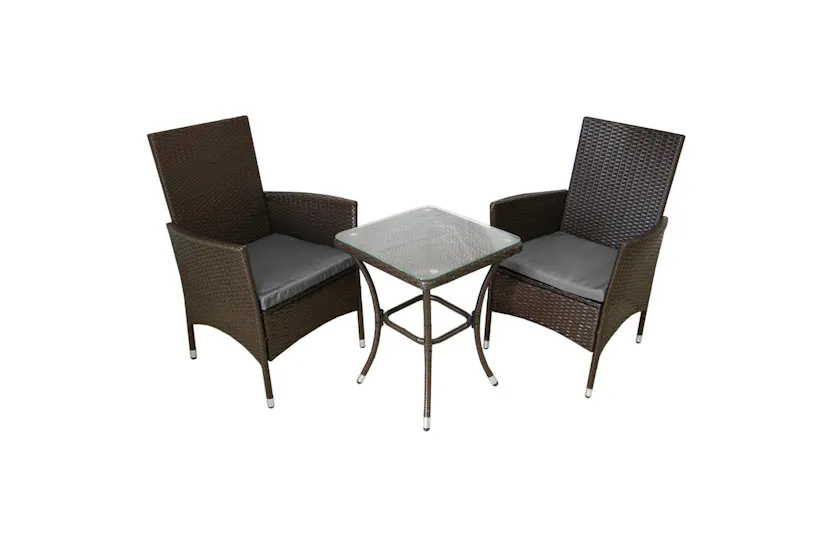 Monstershop Bistro Rattan Garden Furniture Set | Brown /Gery Monstershop Bistro Rattan Garden Furniture Set | Brown /Gery