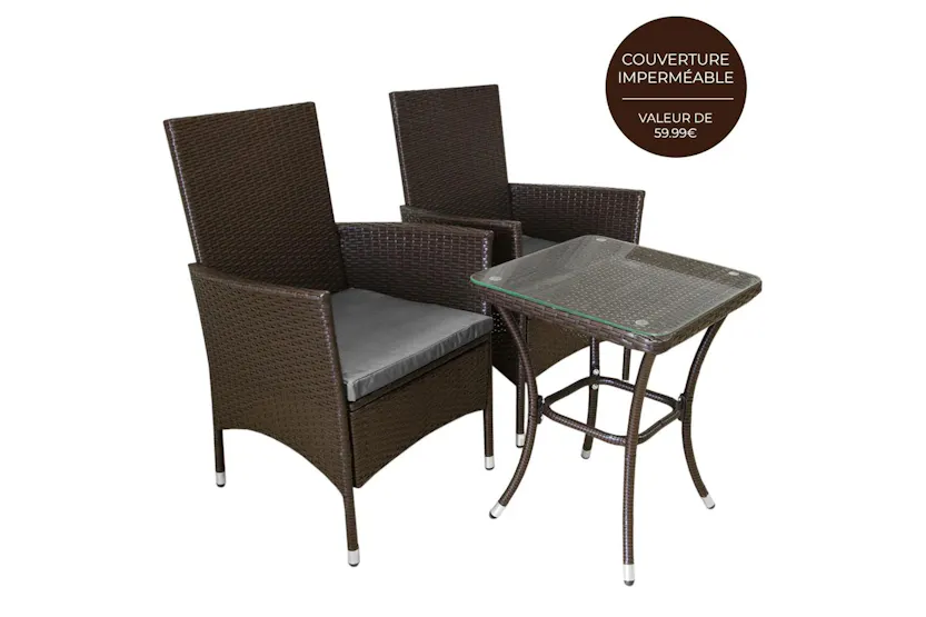 Monstershop Bistro Rattan Garden Furniture Set | Brown /Gery Monstershop Bistro Rattan Garden Furniture Set | Brown /Gery