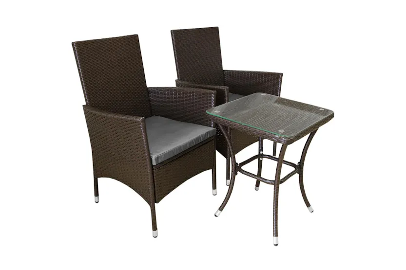 Monstershop Bistro Rattan Garden Furniture Set | Brown /Gery Monstershop Bistro Rattan Garden Furniture Set | Brown /Gery