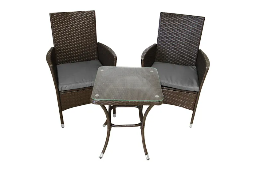 Monstershop Bistro Rattan Garden Furniture Set | Brown /Gery Monstershop Bistro Rattan Garden Furniture Set | Brown /Gery