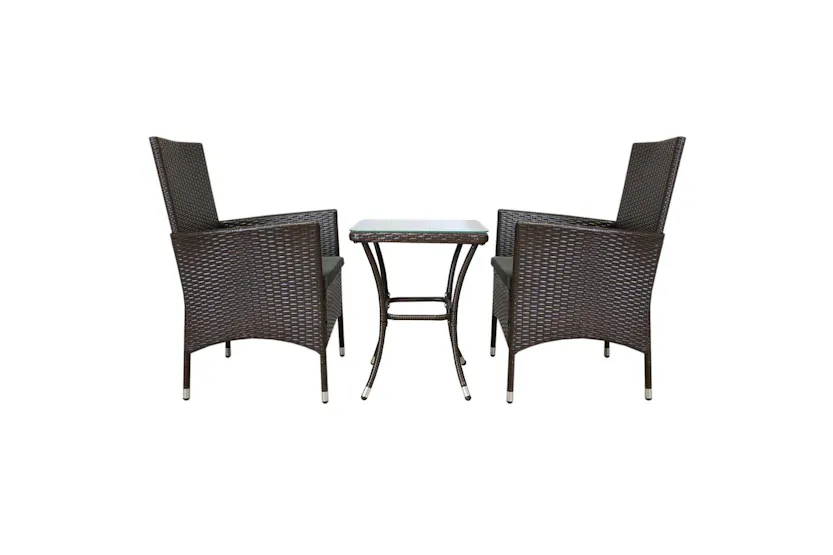 Monstershop Bistro Rattan Garden Furniture Set | Brown /Gery Monstershop Bistro Rattan Garden Furniture Set | Brown /Gery