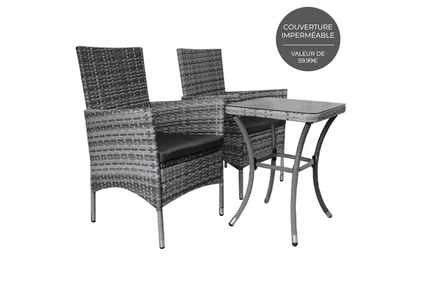 Monstershop Rattan Bistro Garden Furniture Set | Grey Monstershop Rattan Bistro Garden Furniture Set | Grey