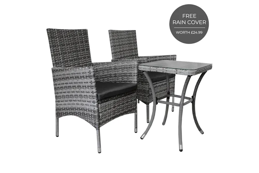 Monstershop Rattan Bistro Garden Furniture Set | Grey Monstershop Rattan Bistro Garden Furniture Set | Grey