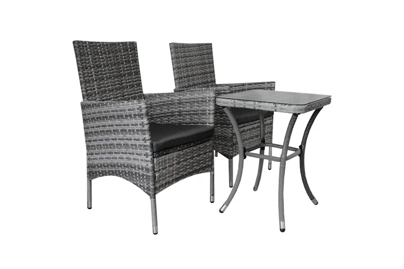 Monstershop Rattan Bistro Garden Furniture Set | Grey Monstershop Rattan Bistro Garden Furniture Set | Grey