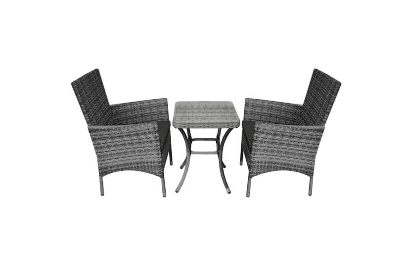 Monstershop Rattan Bistro Garden Furniture Set | Grey Monstershop Rattan Bistro Garden Furniture Set | Grey