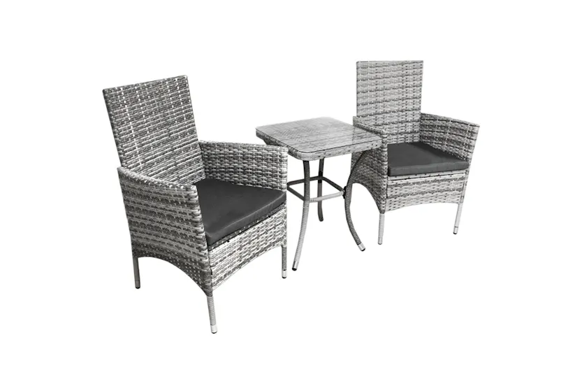 Monstershop Rattan Bistro Garden Furniture Set | Light Grey Monstershop Rattan Bistro Garden Furniture Set | Light Grey