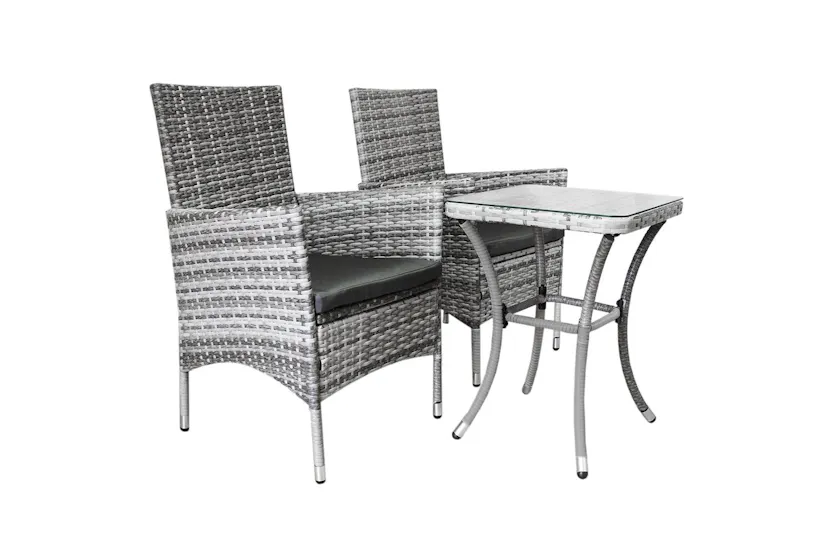 Monstershop Rattan Bistro Garden Furniture Set | Light Grey Monstershop Rattan Bistro Garden Furniture Set | Light Grey